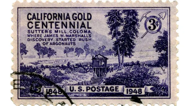 Estampilla conmemorativa mostrando el molino de Marshall