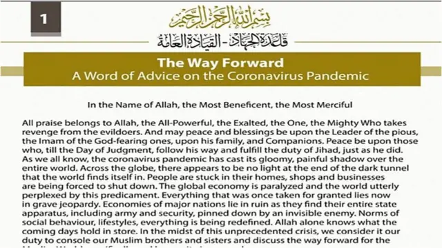 Key jihadist response to Covid-19