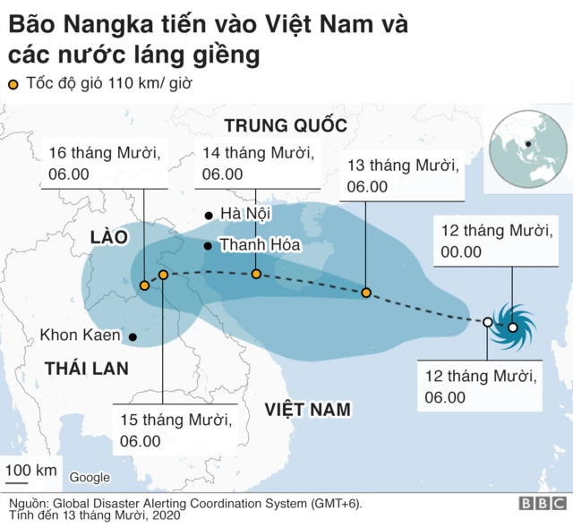 Bão Nangka tiến vào Việt Nam