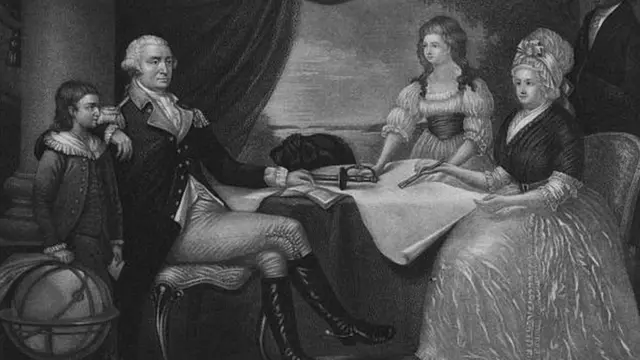 رسم لواشنطن مع الأسرة