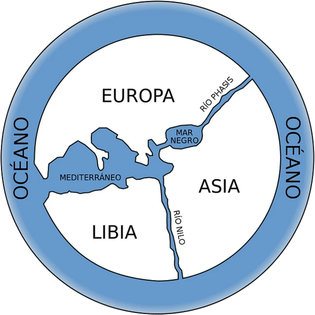 Ilustración del mundo conocido de Anaximander