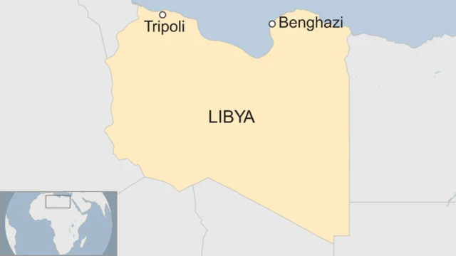 トリポリ（Tripoli）とベンガジ（Benghazi）の位置
