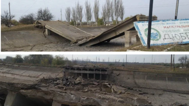 Знищені мости в Снігурівці. Ймовірно, росіяни вже вийшли з села