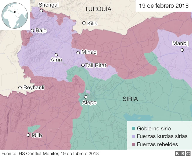 Mapa control de Afrín.