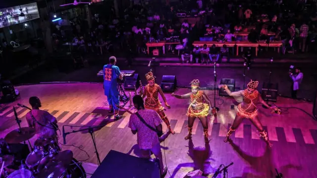 Femi Kuti dey perform 'One People One World' for New Afrika Shrine. 25 February 2018