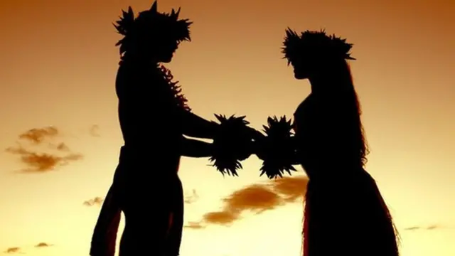 Hawaiian couple at sunset