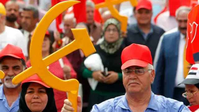 Irak'ın başkenti Bağdat'ta Komunist Parti'nin yürüyüşü