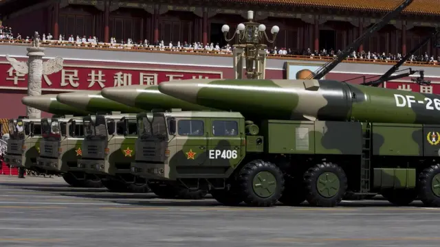 东风26导弹方阵（资料图片）