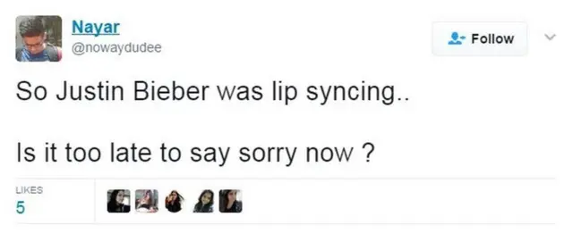 கடல் கடந்து கச்சேரிக்கு வந்து உதட்டை மட்டும் அசைத்தாரா பீபர்?