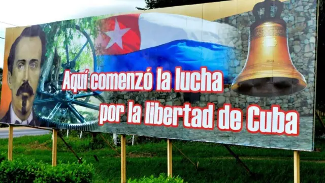 Cartel homenajeando el alzamiento de Carlos Manuel de Céspedes en 1868.