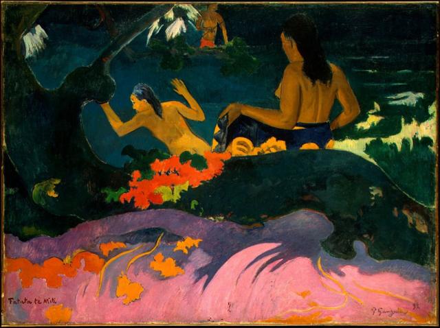 Fatata Te Miti o Cerca del mar del posimpresionista francés Paul Gaugin