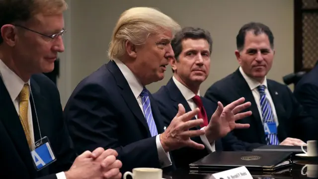 President Donald Trump meets business leaders