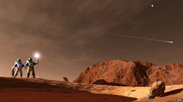 ภาพจากฝีมือศิลปินจำลองการปฏิบัติภารกิจของมนุษย์อวกาศบนดาวอังคาร