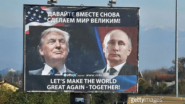 Плакат с Путиным и Трампом