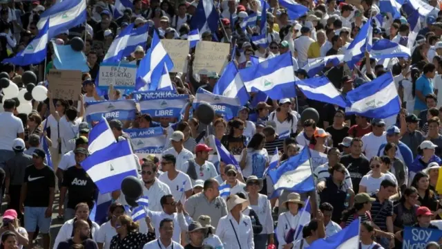 Marcha de empresarios en Managua.
