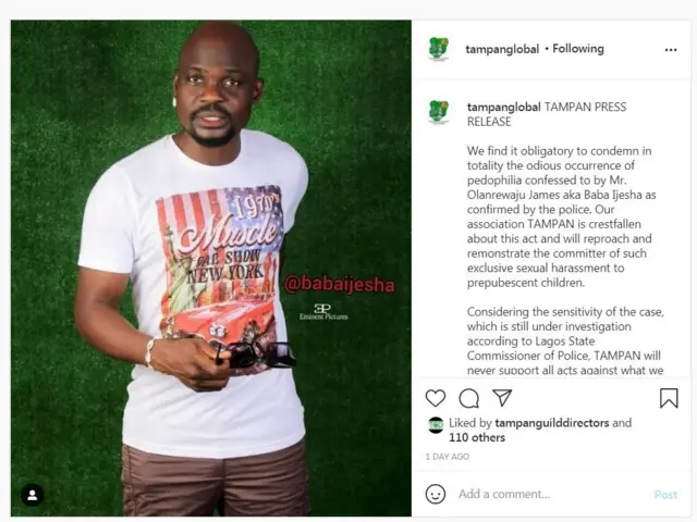 Ọrọ ti Tampan kọ soju opo Instagram rẹ