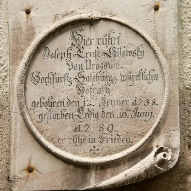 Grave plate (1789) of the Illuminati Jos. Ernst Gilowsky in St Peter's cemetery in Salzburg. By Gerhard Trumler.