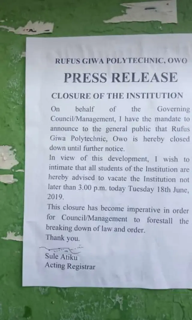 Ile iwe Rufus Giwa Polytechnic