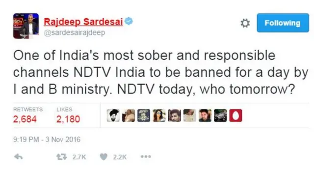 राजदीप सरदेसाई का ट्वीट