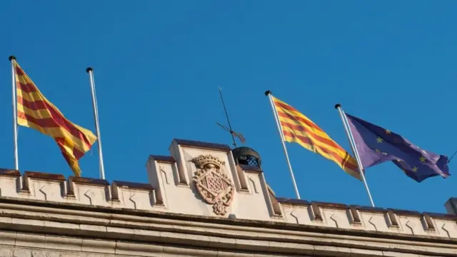Flags fly outside Girona City Hall