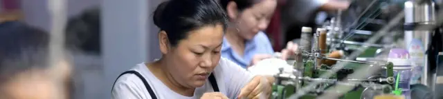 Women work in a factory in China