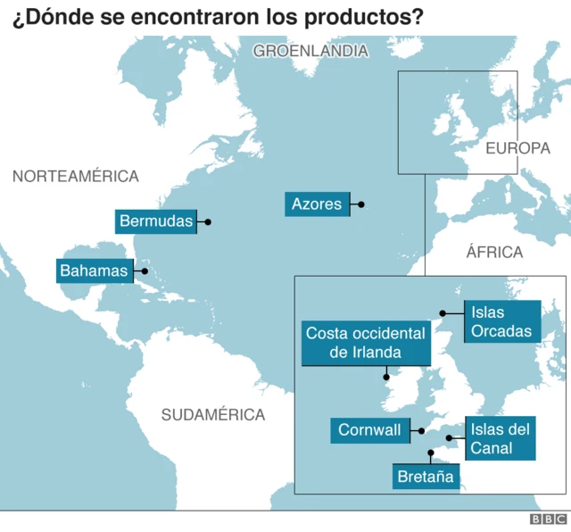 Mapa de dónde se encontraron los productos