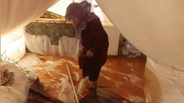 سیل در اردوگاه آوارگان سوری