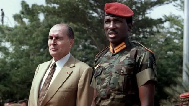 Former France President Francois Mitterand and Burkina Faso Thomas Sankara