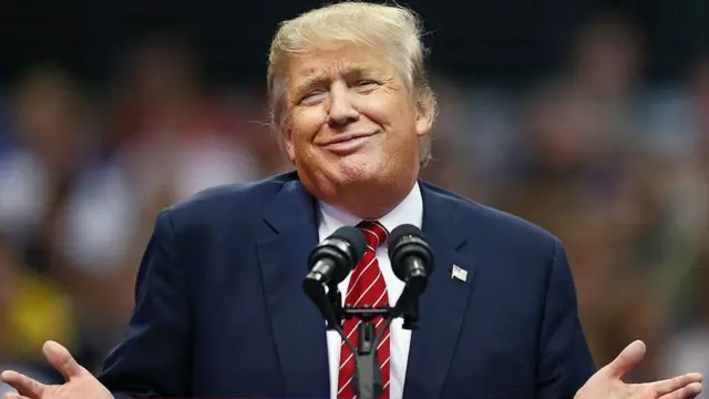 Donald Trump speaking at a campaign event in 2015