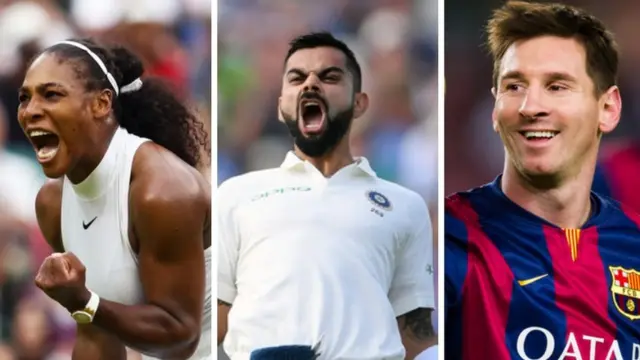 ਸੈਰੇਨਾ ਵਿਲੀਅਮਜ਼, ਵਿਰਾਟ ਕੋਹਲੀ, ਲਿਓਨੇਲ ਮੇਸੀ