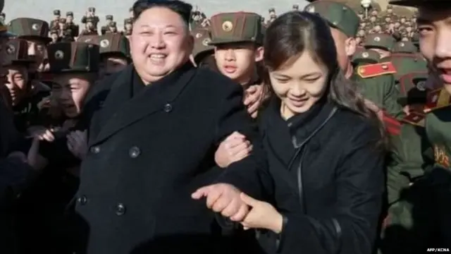 Kim Jong Un and his wife Ri Sol-ju