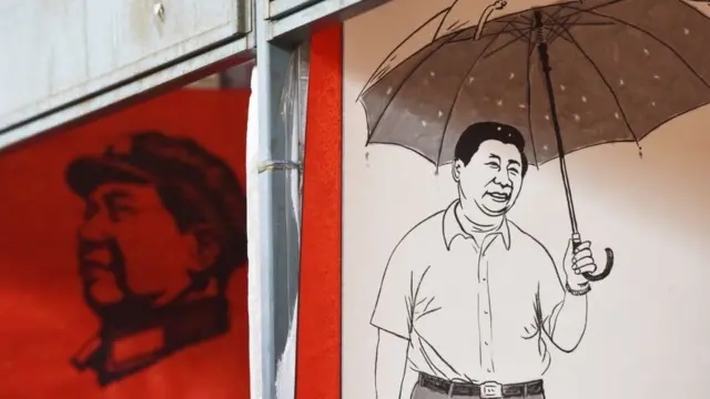 習近平與毛澤東的海報