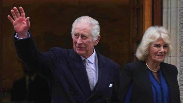 King Charles III and Queen Camilla departing The London Clinic in central London, where King Charles had undergone a procedure for an enlarged prostate