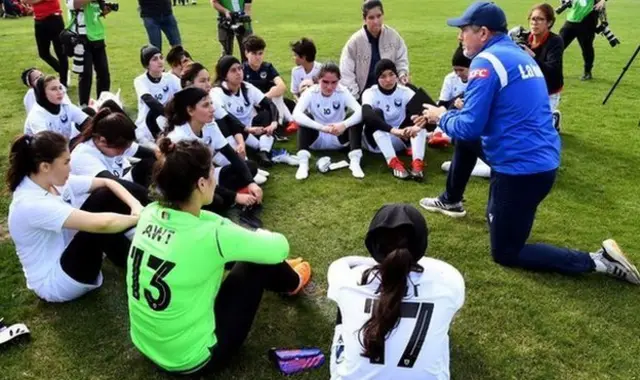 The Afghanistan women's national team playing a non-official match in Australia