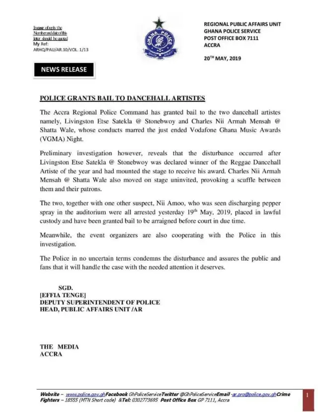 Police statement