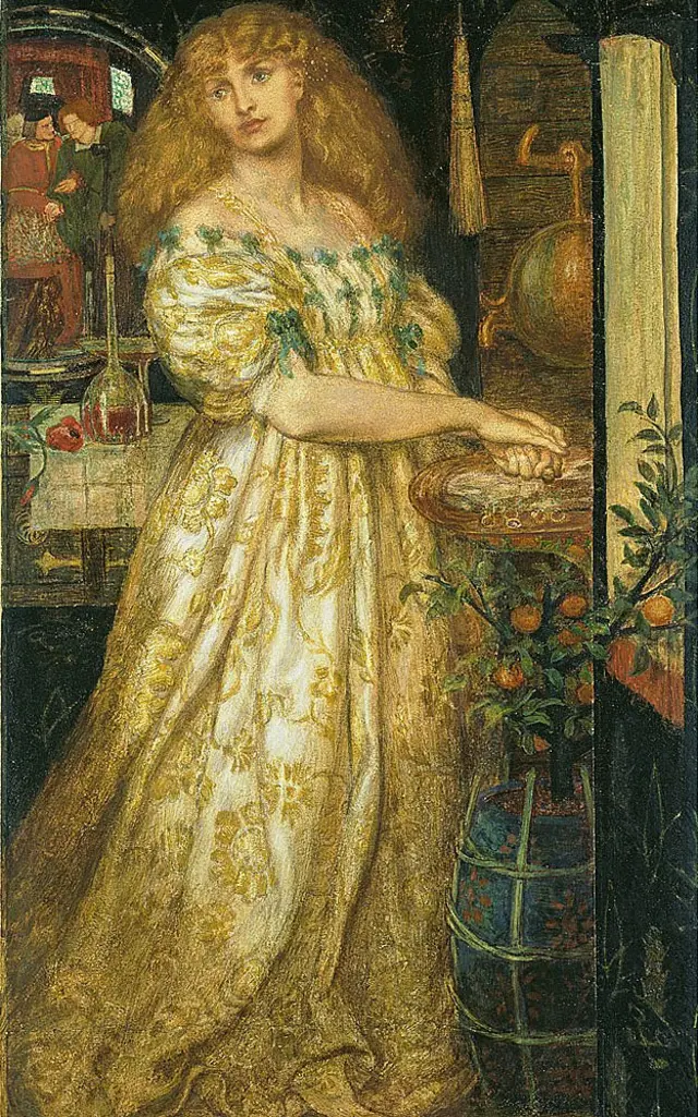 Lucrezia Borgia, 1860-1, Dante Gabriel Rossetti. Grafito y acuarela sobre papel; 43.8 × 25.8 cm © Tate, London.
