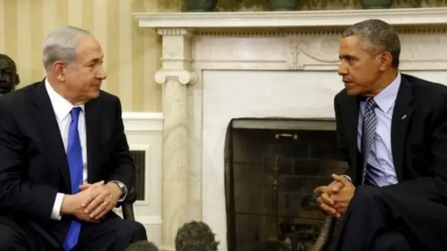 Waziri mkuu wa Israel Benjamin Netanyahu na rasi Barrack Obama kulia