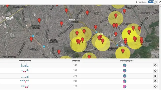 Карта возможного распространения очагов инфекции