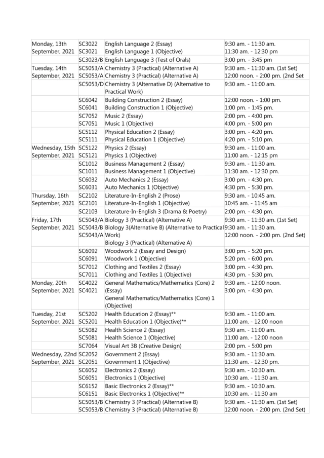 WAEC Timetable: WAEC announce 2021 WASSCE to start August 16, demand NIN registration [Full Waec Timetable]