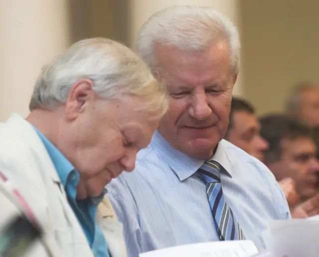 Борис Олійник (ліворуч) та екс-голова Верховної Ради Олександр Мороз (праворуч), 2007 рік