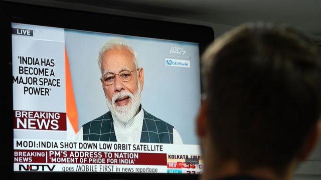 Indian PM addresses the nation after the country carries out an anti-satellite missile test