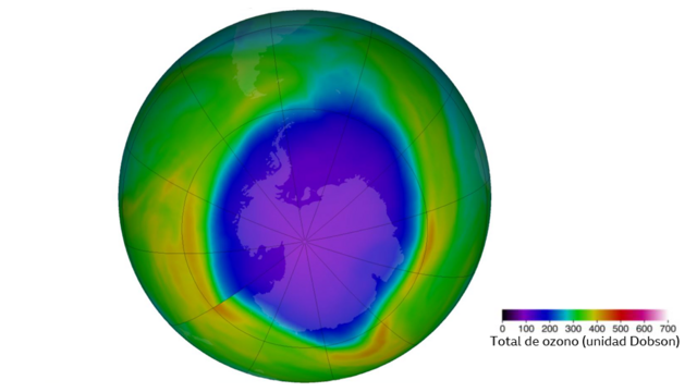 Agujero de ozono el 6 de octubre de 2020. Ilustración