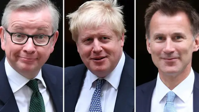 Çevre Bakanı Michael Gove (solda), Boris Johnson ve Dışişleri Bakanı Jeremy Hunt