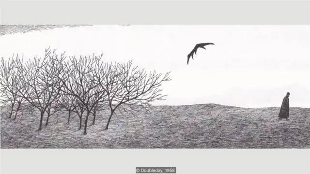 在《惡作劇》（The Object-Lesson）中，一隻蝙蝠，也可能是一把傘，離開了灌木叢。