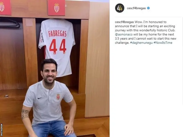 Cesc Fabregas instagram post