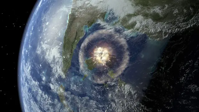 удар метеорита (иллюстрация)