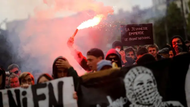 Cumhurbaşkanlığı seçimi birinci turu, Nantes'de bir gösteri