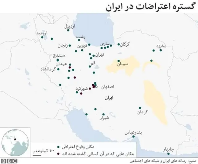 گستره اعتراضات ایران