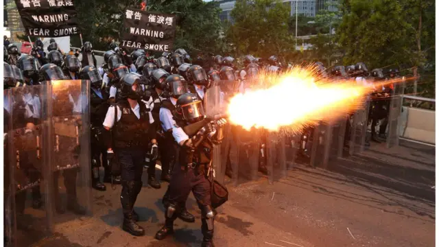 6月12日的示威場面