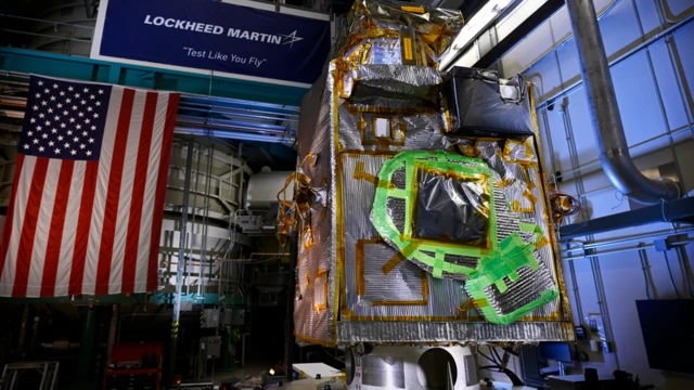 space craft with American flag on